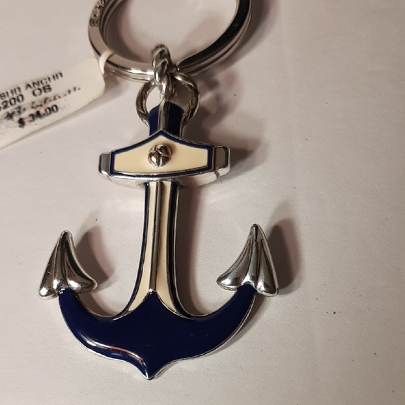 SALE! NWT Brighton Vintage Ship Shore Navy & Cream Clrs Enameled Anchor Key Fob - Picture 2 of 5